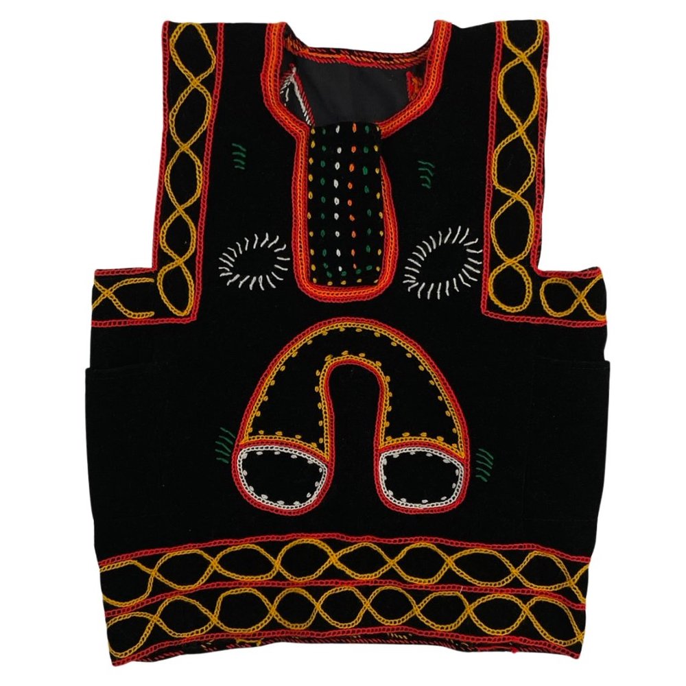 Vintage Little girls Top 6 6x Velvet & Embroidery Colorful Tribal Print Africa